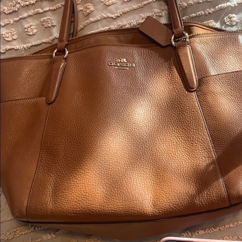 Leather coach tote